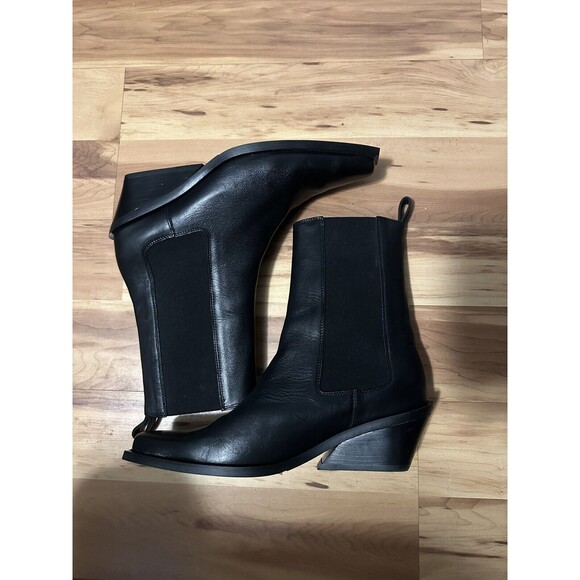 Women’s Black Leather Cos Cowboy Boots Size 40eu - Picture 2 of 6